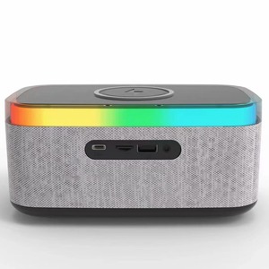 Lampe de bureau <span class=keywords><strong>LED</strong></span> RVB de luxe à lumière clignotante avec écran d'affichage à commande vocale 5.3, chargeur filaire, réveil et haut-parleur pour mobile - Product Image 6