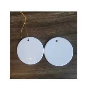 Customize Two Sides Sublimation Hanging Ornament White Blank Christmas Ornaments Ceramic Flat Round Sublimation Ornament