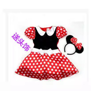 <span class=keywords><strong>Vestito</strong></span> <span class=keywords><strong>da</strong></span> Minnie Mouse per Bambine, Rosso a Pois, Costume <span class=keywords><strong>da</strong></span> Spettacolo in Raso a Trapezio con Fascia per Capelli - Product Image 1