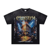T-shirt noir uni surdimensionné personnalisé pour homme, style classique décontracté, manches courtes, effet délavé, collection été, vente chaude, MOQ 1