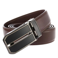 Ceinture en cuir à boucle automatique en alliage brossé sans trous, ceinture à cliquet pour homme, idéale pour tenues professionnelles, formelles ou décontractées, noir et marron