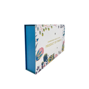 Boîte à vin rigide avec design floral, emballage en papier artistique, forme rectangulaire, produit haut de gamme de France, impression quadricolore - Product Image 1