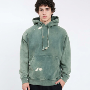 Sudadera con Capucha Oversize para Hombre, Personalizada OEM, Lavada con Ácido, Teñida con Tinte, de Algodón French Terry, Diseño Casual con Bolsillos, para Otoño - Product Image 1
