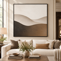 Peinture à l'huile abstraite texturée aux tons terreux, marron beige, minimaliste, sur toile, art mural suspendu, taille personnalisée pour la décoration d'hôtels et de maisons