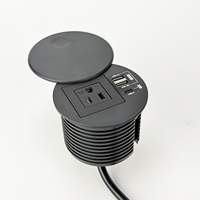 Prise de bureau ronde étanche dissimulée 65W USB-C PD à charge rapide, prise de courant encastrée type US pour comptoir de cuisine