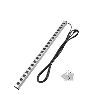 Regleta de seguridad metálica de alta resistencia con 20 tomas, enchufe de 3 pines de uso general/residencial, 15A 125V, de aleación de aluminio, estándar de EE. UU. - Product Image 1
