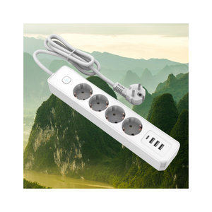 ปลั๊กพ่วง OEM GS 4 EU พร้อมสวิตช์ 3 พอร์ต USB-A 1 พอร์ต Type-C รองรับกระแสไฟ 16A 4 ช่องเสียบ แบบโมเดิร์น พร้อมจัดส่ง - Product Image 1