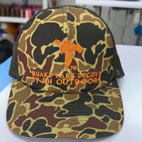 Old School Camo Trucker Hat Blank Retro Design Duck Brown Color Leather Patch Custom