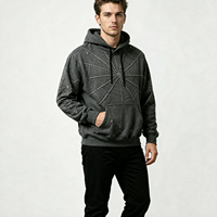 Sweat à capuche personnalisé à motif d'araignée, 100% coton, broderie de toile d'araignée de luxe, streetwear Y2k, sweats à capuche d'automne pour hommes