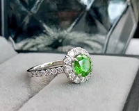 SGARIT OEM Fine bijoux 3.74g 18k Or Blanc 0.52ct Diamant 1.23ct Demantoid Anneau Marque Bijoux Fournisseur