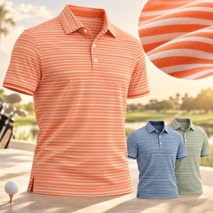 Polo Ligero de Golf para Hombre, Manga Corta, con Rayas Horizontales, Personalizable con Logotipo - Product Image 1