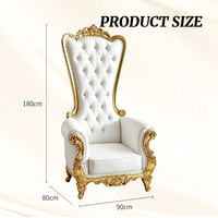 Fauteuil Trône Classique Tufté avec Cadre Doré et Revêtement en Cuir Blanc pour Mariage, Événements, Mobilier de Maison et Salon