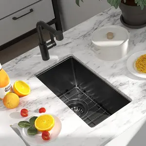 Lavello da cucina sottotop nero con pistola per lavelli per camper a vasca singola in acciaio inossidabile