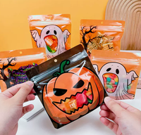 Sachets refermables en forme de citrouille, imprimés mignons Jack-o'-lantern, pochettes en plastique refermables pour bonbons, collations et emballages de fêtes