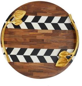 Plateau de service en bois et métal très demandé, avec poignée en métal, pour la cuisine et la table à manger, disponible à un bon prix - Product Image 2