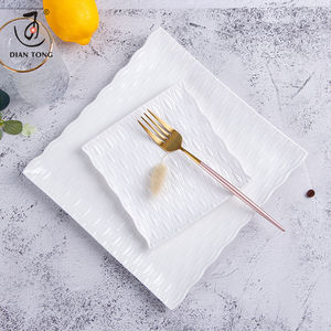 8/10/12 Inch European Elegant Hotel Porcelain Dessert Serving Dishes Logo White <strong>Square</strong> Engraved Non-Toxic Dinner <strong>Plates</strong> <strong>Set</strong> - Product Image 3