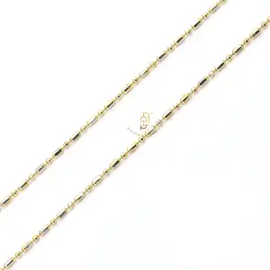 GP 1.8mm 14k chaîne de perles et de barres AU585 chaînes de bijoux permanentes pur solide perle et barre boule et barre chaîne mince en gros