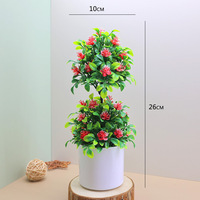 Zweistufiger Künstlicher Blumen-Bonsai im Topf, Simulierter Baum mit Weißem Topf für Heim-Tischdekoration