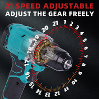 Perceuse à percussion sans fil multifonctionnelle LEIGHLY de qualité industrielle pour usage domestique, batterie au lithium 21V 4.0Ah, moteur sans balais 600W, 1/2