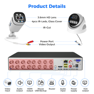 Hiseeu 5MP 16CH 5 trong 1 DVR AHD đạn và Dome Kit HD có dây ngoài trời tầm nhìn ban đêm CCTV ghi âm đầy đủ hệ thống <span class=keywords><strong>camera</strong></span> an ninh - Product Image 2