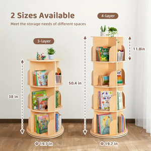 <span class=keywords><strong>Torre</strong></span> de estantería giratoria para niños de espacio pequeño 360 estante de almacenamiento de estantería de pie con chasis grande para habitación de niños - Product Image 3