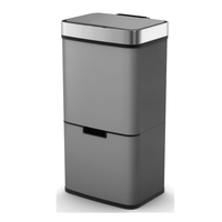 Poubelle de recyclage à capteur 72L en acier inoxydable 3 compartiments pour les déchets humides/séchés