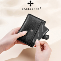 Dompet Mini Baellerry Slim dari Kulit PU Anti-RFID dengan Lapisan Poliester, Penutup Ritsleting, Desain Fashion, Tempat Kartu Kredit