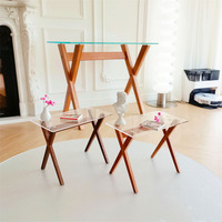 Table en verre pour maison de poupée 1:6, table à manger, modèle de bureau, meubles en bois décoratifs pour maison de poupée