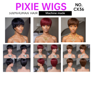 Parrucca Pixie in Capelli Umani Corti, Senza Colla, Realizzata a Macchina, 100% Capelli Umani Veri Remy, Taglio Pixie per Donne di Colore - Product Image 2
