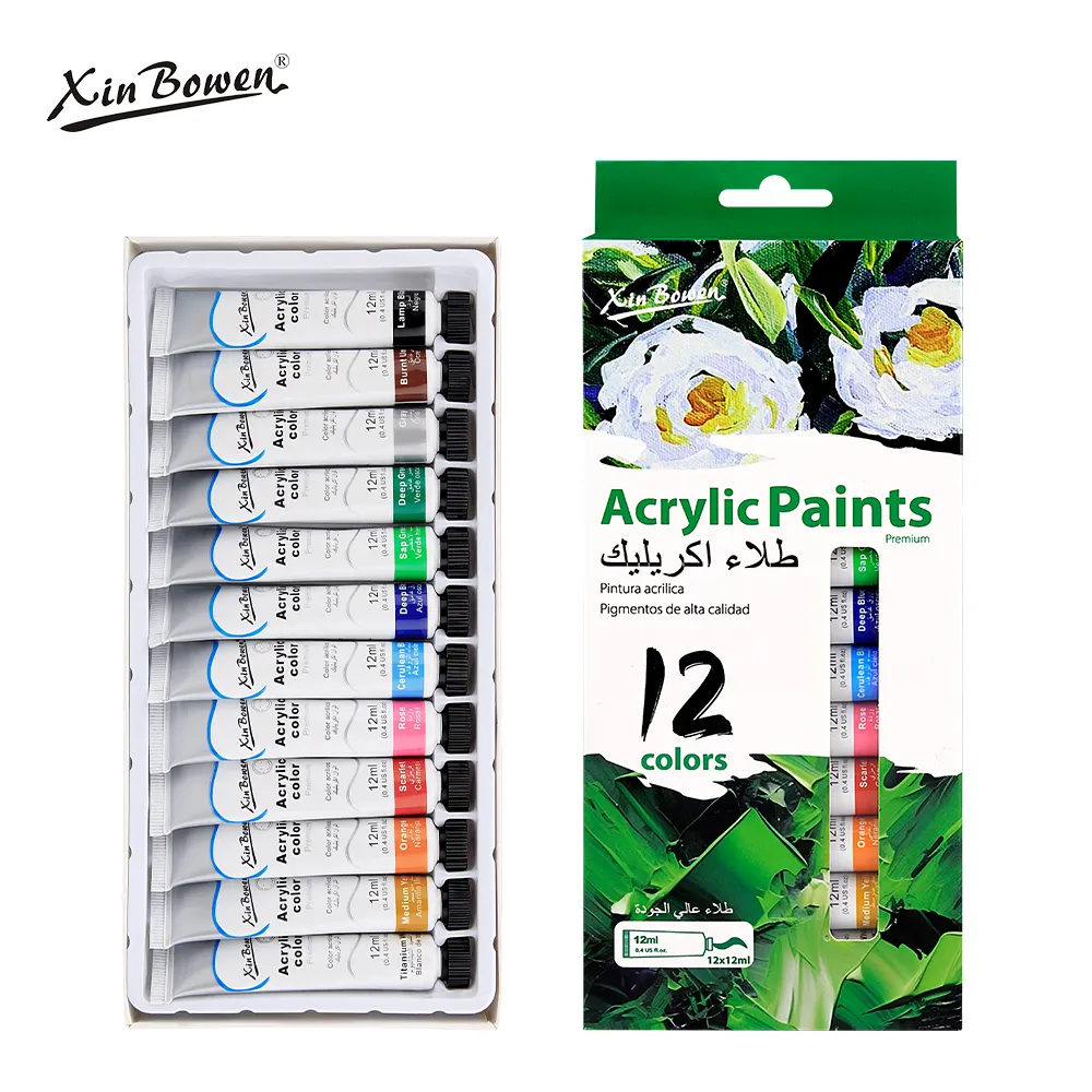 Xin Bowen Artist Paint 12 Farben Sichere Materialien 12ML Painting Paint Großhandel für Kunst