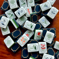 Tuiles de Mahjong Américaines de Luxe en Acrylique à Trois Couches, Peintes à la Main avec Motifs Floraux, Cadeau Classique en Stock, Livraison Rapide, Prêt à Expédier