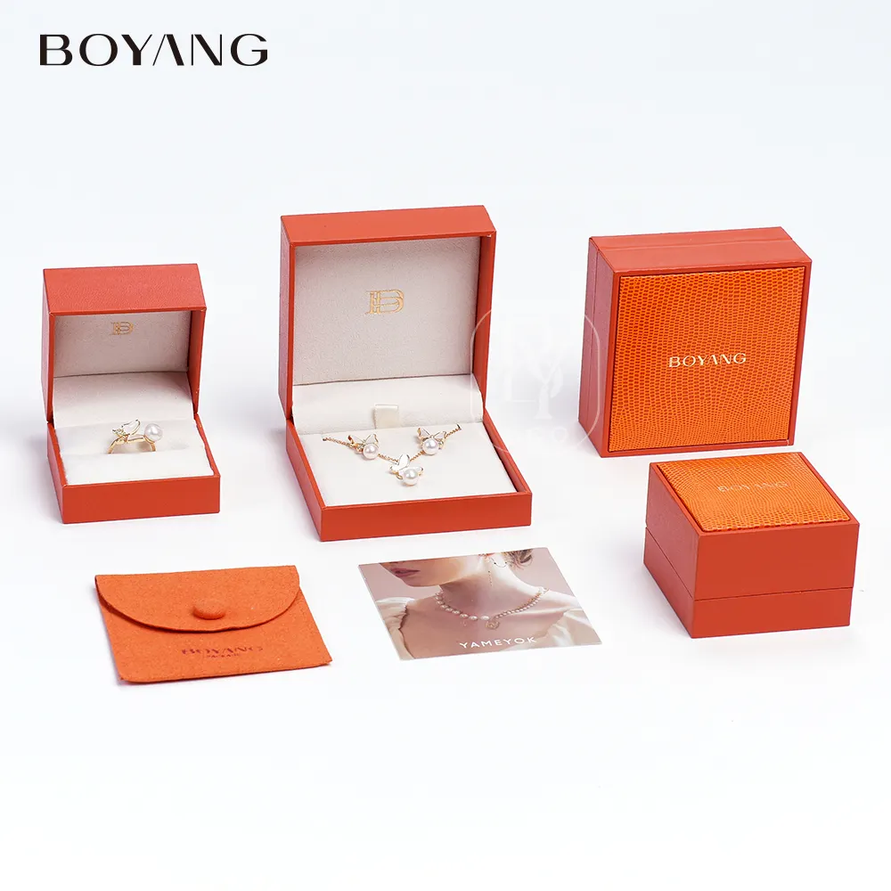 Boyang Custom Luxury Paper Plastic Bracelet Necklace Earrings Ring Jewelry Gift Set Box Packaging