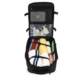 Travel <b>Backpack</b> <b>Large</b> Capacity Anti Theft Waterproof Compression Business Travel Black Solid Color Zipper Closure Soft Handle - Product Image 3