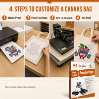 Papier transfert jet d'encre A4 en gros pour tissus en coton clairs, t-shirts, sacs, impression personnalisée DIY