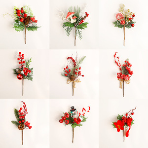 Gran oferta transfronteriza, agujas de pino artificiales, ramas de bayas, adorno navideño, ramo de flores decorativas, fruta al por mayor - Product Image 2
