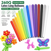 100 Buah Balon Lateks Panjang 260 Untuk Dekorasi Pesta Ulang Tahun, Pernikahan, Imlek, Paskah, Warna Campur, Balon Modeling Ajaib