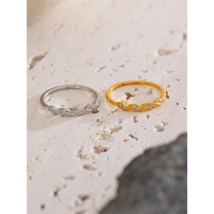 JINYOU 2896 Arrivals Stainless Steel Zirconia Wave Shape <strong>Thin</strong> Finger <strong>Ring</strong> 18K PVD Plated Minimalist Chic Jewelry Rust Proof Gift - Product Image 3