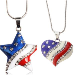 Set 2 kalung bintang USA kalung bentuk hati Amerika - Product Image 2