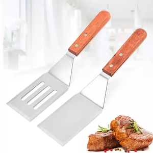 Sekop Panggangan BBQ Baja Tahan Karat dengan Gagang Kayu untuk Peralatan Barbekyu - Product Image 5