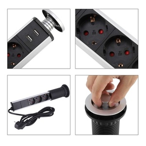 Presa di Corrente Verticale <span class=keywords><strong>a</strong></span> Scomparsa con Spina EU, Presa da Tavolo per Cucina/Ufficio con Cavo Retrattile - Product Image 4