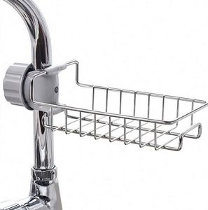<b>Kitchen</b> Faucet <b>Rack</b> Sponge Holder Sink Caddy Organizer Hanging Caddy Drainer <b>Rack</b> Stainless Steel Storage <b>Rack</b> for Sponge Soap - Product Image 1