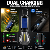 Lanterne solaire LED pour le camping, étanche, lumière d'ambiance pour barbecue, rechargeable par USB, boîtier en ABS