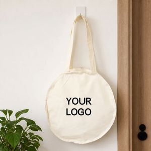 Eco Friendly <b>Round</b> Cotton <b>Canvas</b> Tote Durable Circular Bag With Custom Design for Market Shopping - Product Image 1