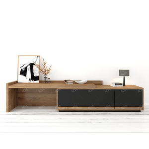 NOVA-Meuble TV moderne, meuble central rétractable et <span class=keywords><strong>extensible</strong></span>, <span class=keywords><strong>console</strong></span> multimédia à 2 tiroirs, meuble de salon en bois massif - Product Image 1