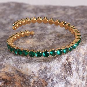 Women's Stainless Steel 18K Gold Plated Fine Jewelry <b>Tennis</b> <b>Bracelet</b> Zircon CROWN Claw Setting Transparent Cubic <b>Fashionable</b> - Product Image 6