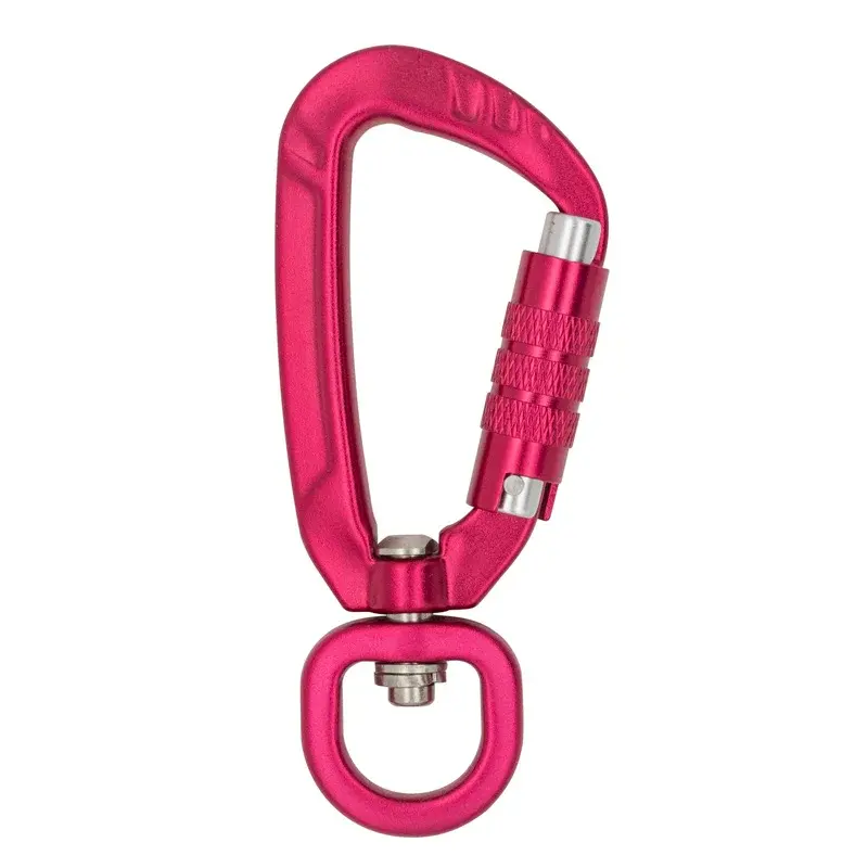 Carabiner putar kait jepret kustom pabrik 2021 baru 5KN tempat tidur gantung aluminium pengunci pancing tali anjing Anodizing JS-A1305TN + C 10 buah