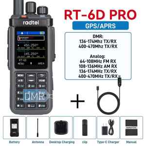 Radtel RT-6D PRO Dual Band DMR Walkie Talkie GPS/APRS 500K Contacts Dual Time Slot Tier 1 + 2 Ham pour <span class=keywords><strong>Radio</strong></span> 10km Portée 4G - Product Image 1