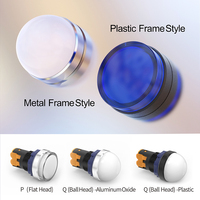 LANBOO Voyant lumineux en plastique de 22 mm, tête sphérique/tête plate, épaisseur de montage ≤8 mm, rouge, vert, bleu, jaune, blanc