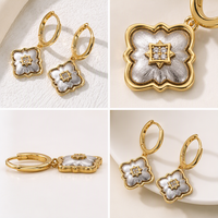 Boucles d'oreilles pendantes Mylove personnalisées en laiton plaqué or micro-pavé CZ brossé bicolore trèfle à quatre feuilles pour femme tendance