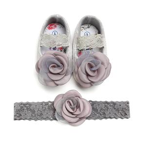 Niño del bebé <span class=keywords><strong>de</strong></span> <span class=keywords><strong>la</strong></span> flor <span class=keywords><strong>de</strong></span> encaje zapatos <span class=keywords><strong>de</strong></span> bebé primer <span class=keywords><strong>paseo</strong></span> zapatos con cinta para chica - Product Image 3